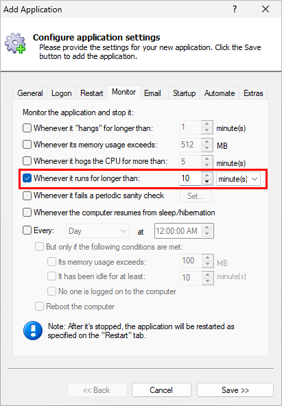 Protect your script from running too long (click to enlarge) Protect your script from running too long