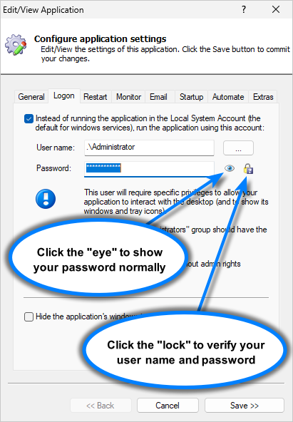 Easily reveal the password or validate your Windows account (click to enlarge) Easily reveal the password or validate your Windows account