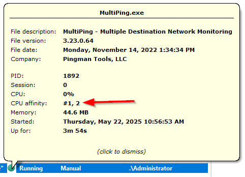 Application CPU affinity information (click to enlarge) Application CPU affinity information