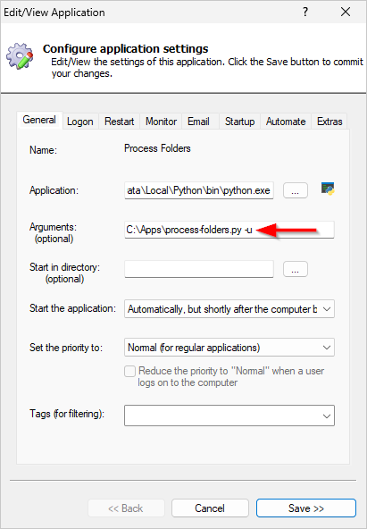 Run Python script unbuffered (click to enlarge) Run Python script unbuffered