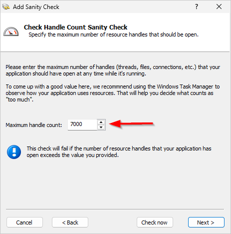 Set the maximum number of open resource handles (click to enlarge) Set the maximum number of open resource handles